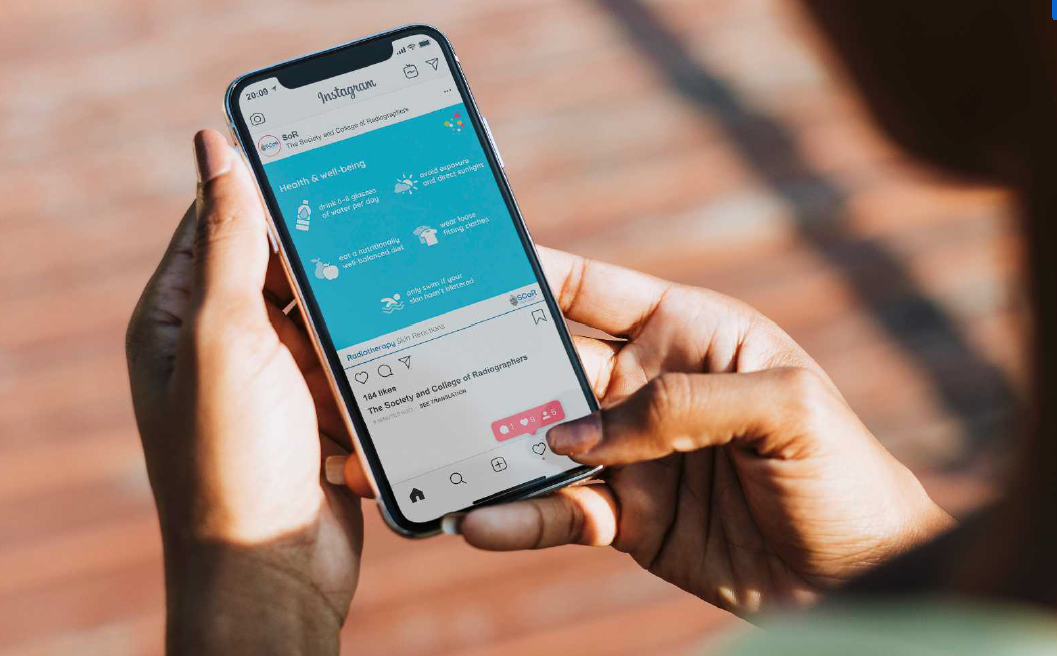 Skincare leaflet being viewed from a phone Skincare leaflet being viewed from a phone